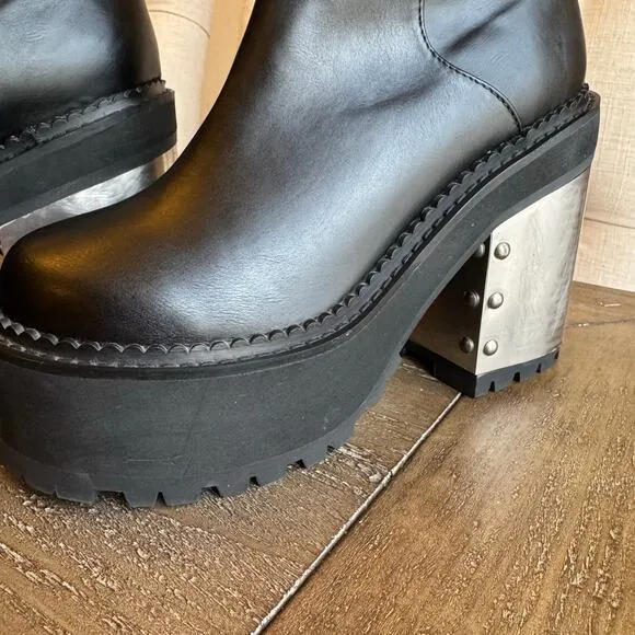 Killstar Women's Size 5 Gothic Platform Boots Metal Stud Punk Combat Military