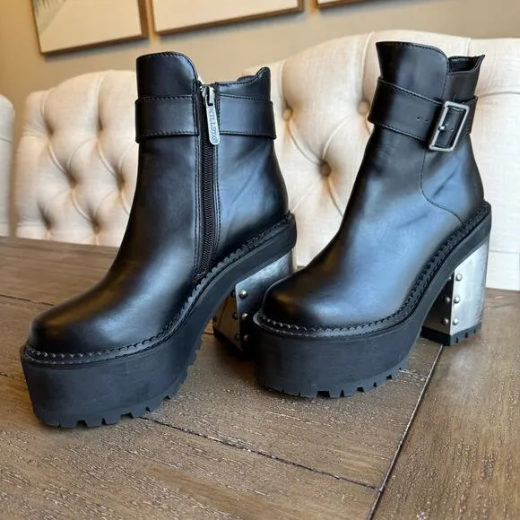 Killstar Women's Size 5 Gothic Platform Boots Metal Stud Punk Combat Military