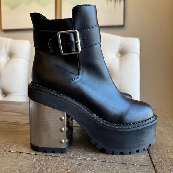 Killstar Women's Size 5 Gothic Platform Boots Metal Stud Punk Combat Military