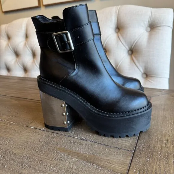 Killstar Women's Size 5 Gothic Platform Boots Metal Stud Punk Combat Military
