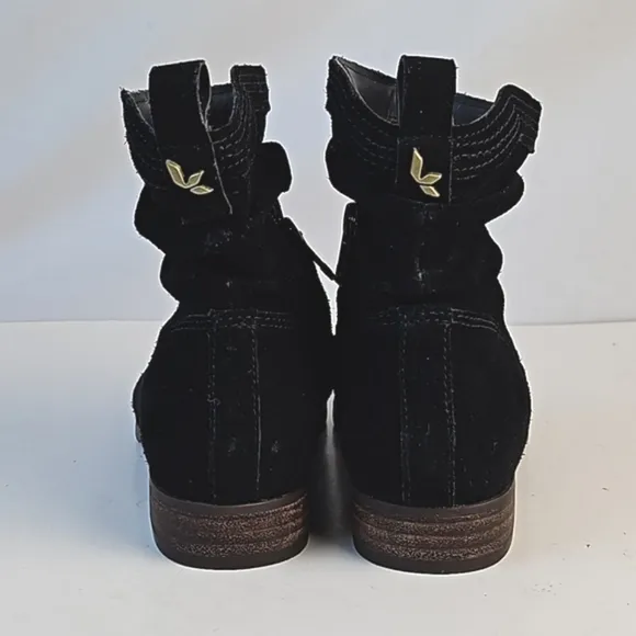 Koolaburra by UGG Lorelei Black Suede Leather Side Zip Slouchy Ankle Boots