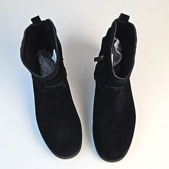 Koolaburra by UGG Lorelei Black Suede Leather Side Zip Slouchy Ankle Boots