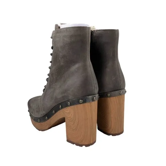 Kork-Ease Sherborn Platform Boots Womens Size 8 M Distressed Gray Leather NEW