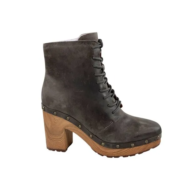 Kork-Ease Sherborn Platform Boots Womens Size 8 M Distressed Gray Leather NEW