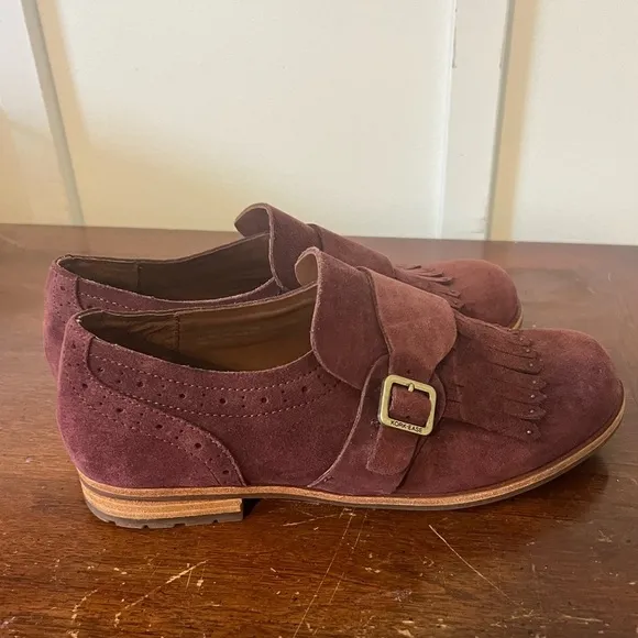 Kork Ease Womens Bailee Kiltie Casual Burgundy Suede Monk Strap Shoes Size 9M