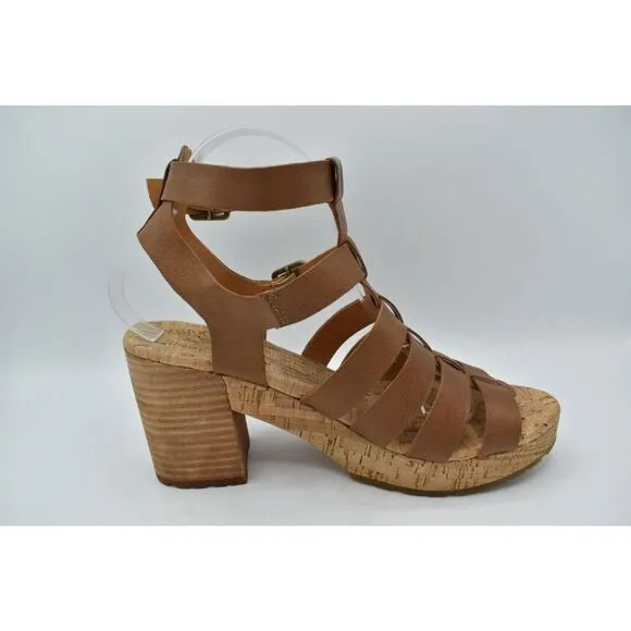 Kork Ease Womens Size 10 Camille Brown Full Grain Leather Platform Sandals Shoes