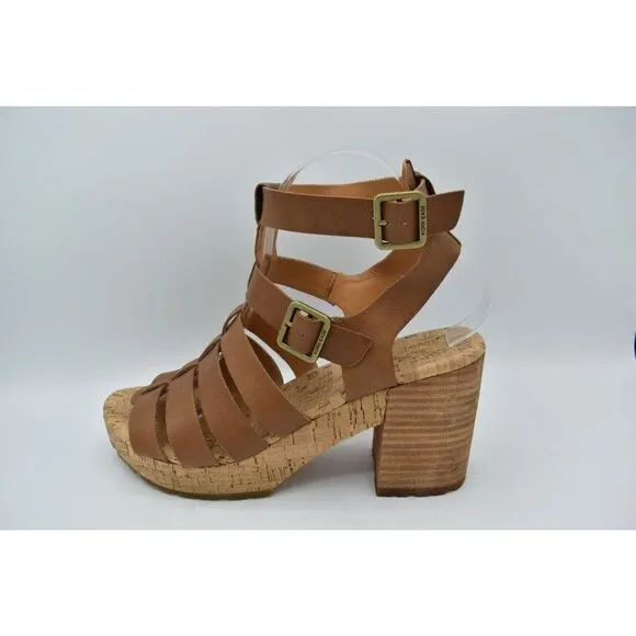 Kork Ease Womens Size 10 Camille Brown Full Grain Leather Platform Sandals Shoes
