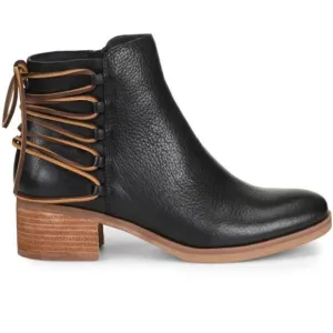 Korks Belaya Black Leather Lace Tie Up Ankle Boots