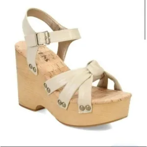 Korks Dawson Wedge Sandals 7 Bone Ivory