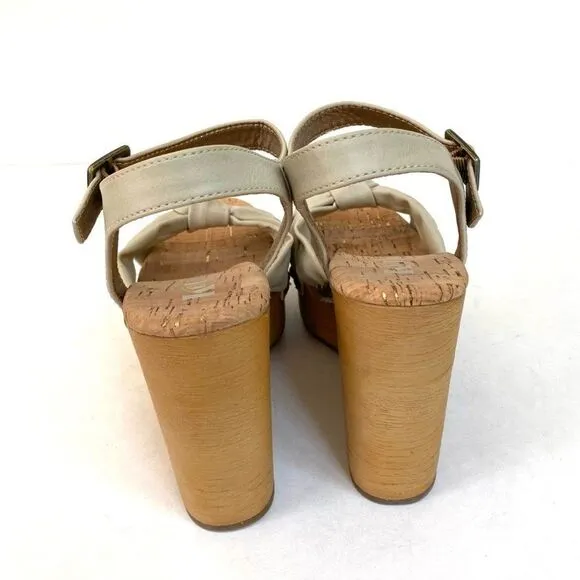 Korks Dawson Wedge Sandals 7 Bone Ivory