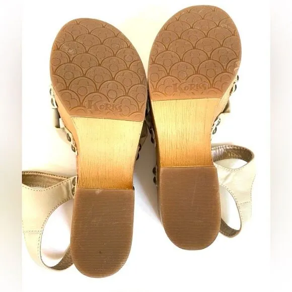 Korks Dawson Wedge Sandals 7 Bone Ivory