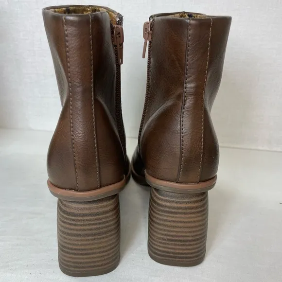 Korks Destiny Block Heel Brown Round Toe‎ Boots Booties 7M,