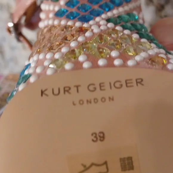 Kurt Geiger London Kensington Glitz Rainbow Rhinestone Platform Sandals NEW EU39