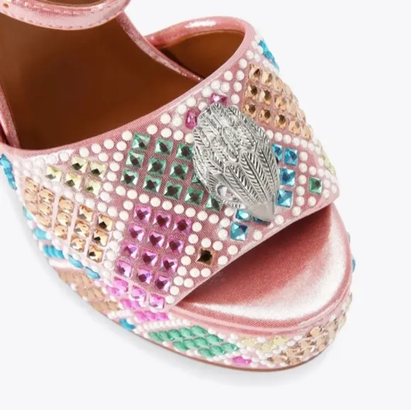 Kurt Geiger London Kensington Glitz Rainbow Rhinestone Platform Sandals NEW EU39