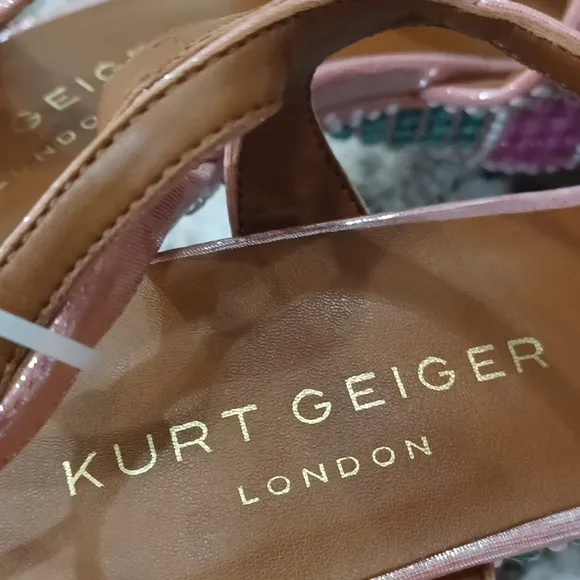 Kurt Geiger London Kensington Glitz Rainbow Rhinestone Platform Sandals NEW EU39