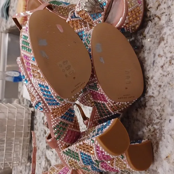 Kurt Geiger London Kensington Glitz Rainbow Rhinestone Platform Sandals NEW