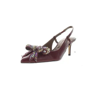 Kurt Geiger Womens Belgravia Red Pointed Toe Bow Slingback Heels Shoes New