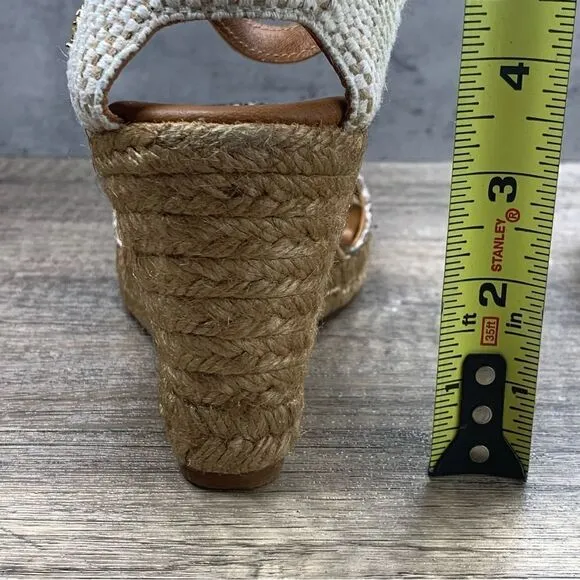 Kurt Geiger~”Leona”~Wedge Espadrille Sandals Grey Light Snake Print~Size 10/41