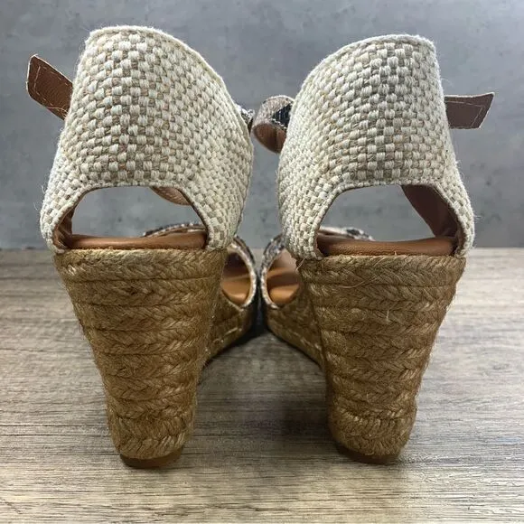 Kurt Geiger~”Leona”~Wedge Espadrille Sandals Grey Light Snake Print~Size 10/41