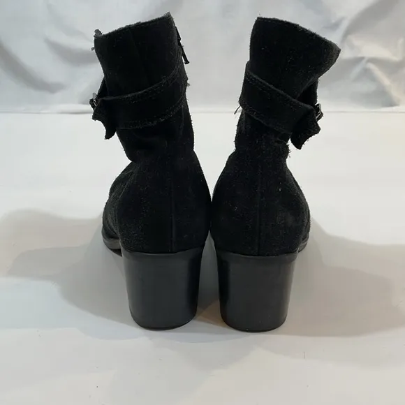 La Canadienne Boots Size 8.5 Black Suede Leather Ankle Booties Liw Heel