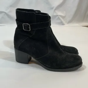 La Canadienne Boots Size 8.5 Black Suede Leather Ankle Booties Liw Heel