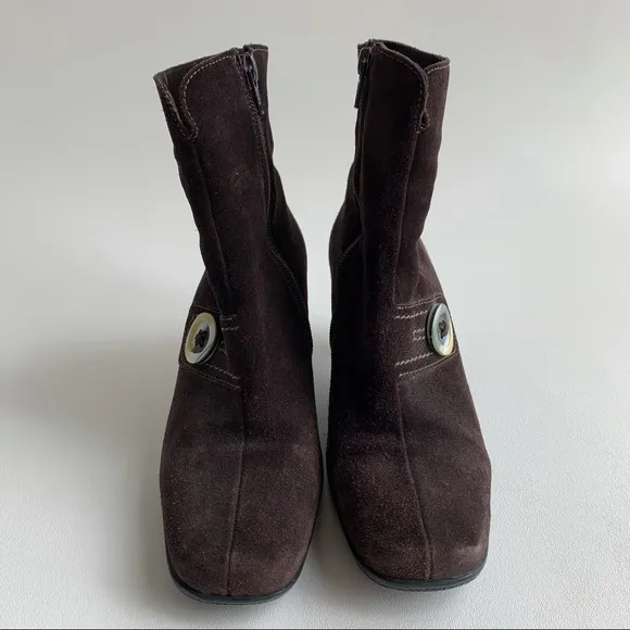 La Canadienne Suede Leather Zip Ankle Boots Sz 7