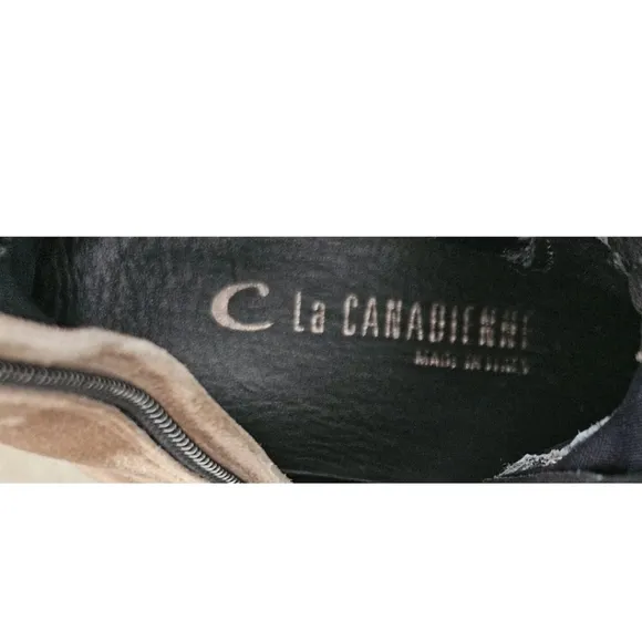 La Canadienne Suede Pull Platform Boots - Sz Eu 35