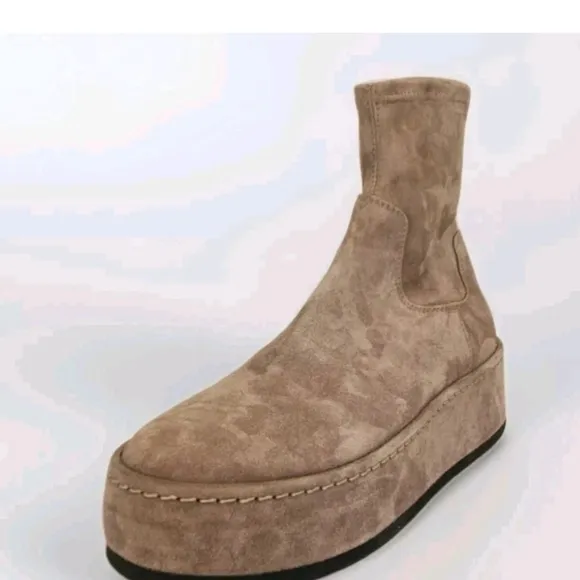 La Canadienne Suede Pull Platform Boots - Sz Eu 35