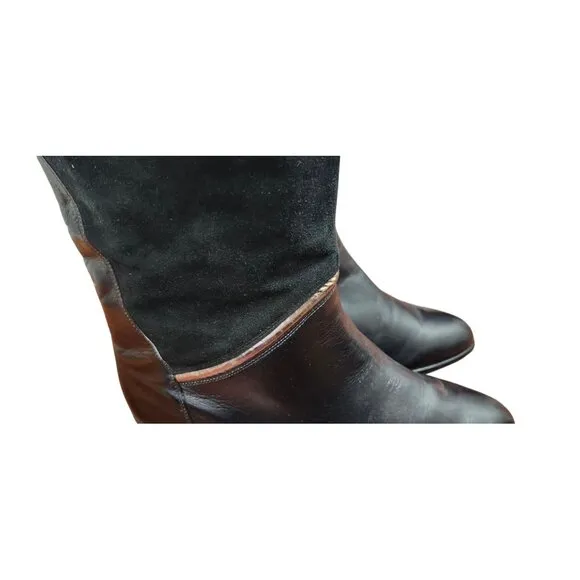 La Vallee Vintage Boots Size 11 Black Leather Pull On New Condition