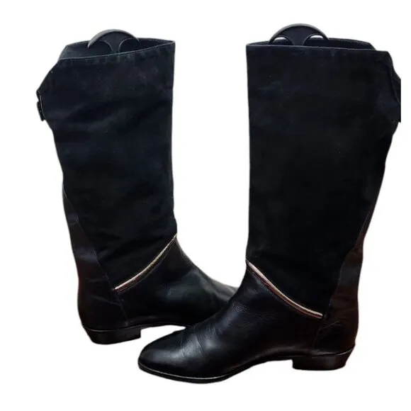 La Vallee Vintage Boots Size 11 Black Leather Pull On New Condition