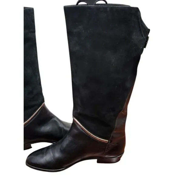 La Vallee Vintage Boots Size 11 Black Leather Pull On New Condition