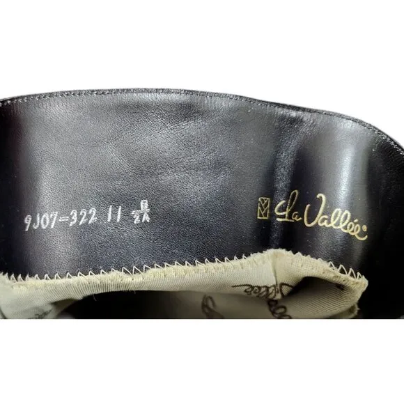 La Vallee Vintage Boots Size 11 Black Leather Pull On New Condition