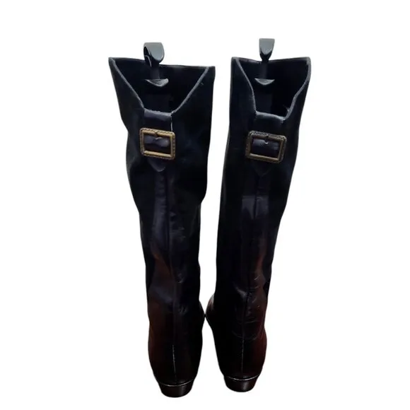 La Vallee Vintage Boots Size 11 Black Leather Pull On New Condition