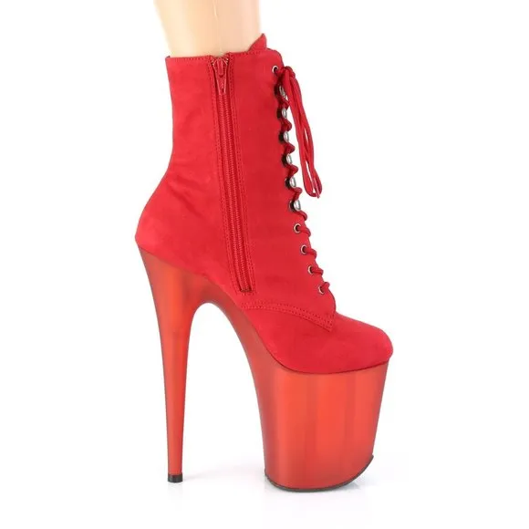 Lace Up Suede High Heel Ankle Boots