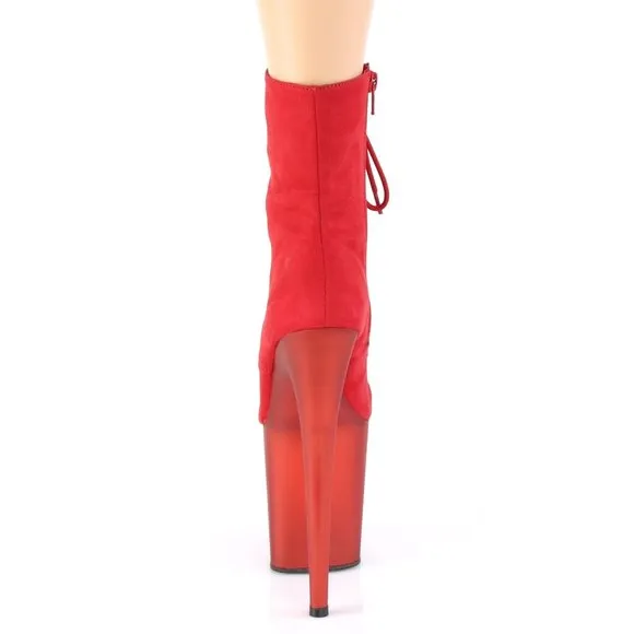 Lace Up Suede High Heel Ankle Boots