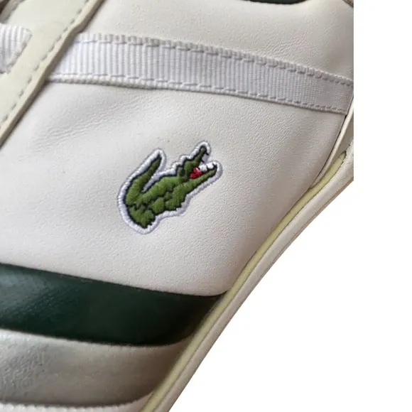 Lacoste Men’s 11 Giron 116 Green &amp; White Retro Leather Sneakers, Lacoste Shoes