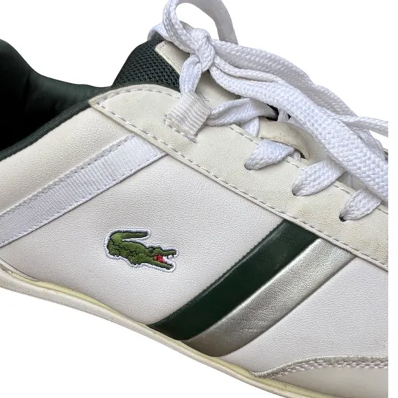 Lacoste Men’s 11 Giron 116 Green &amp; White Retro Leather Sneakers, Lacoste Shoes