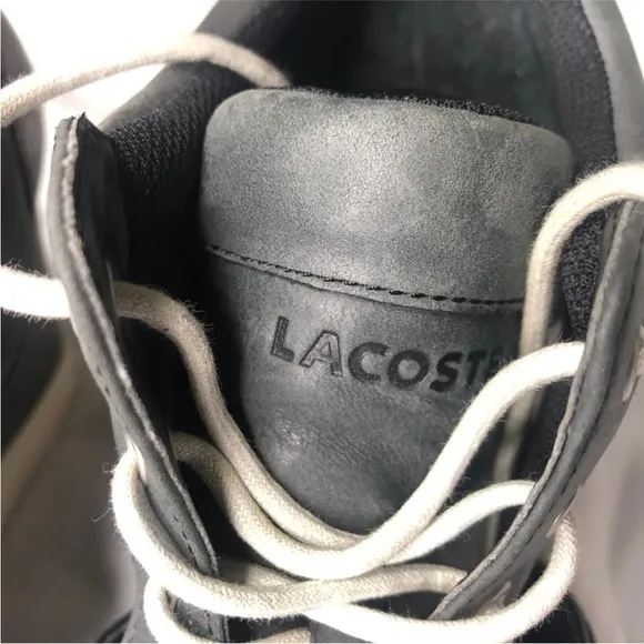 LACOSTE Wedge Bernelle Peep2 Leather / Textile Size 8 Lace up Shoes Gray
