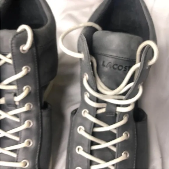 LACOSTE Wedge Bernelle Peep2 Leather / Textile Size 8 Lace up Shoes Gray