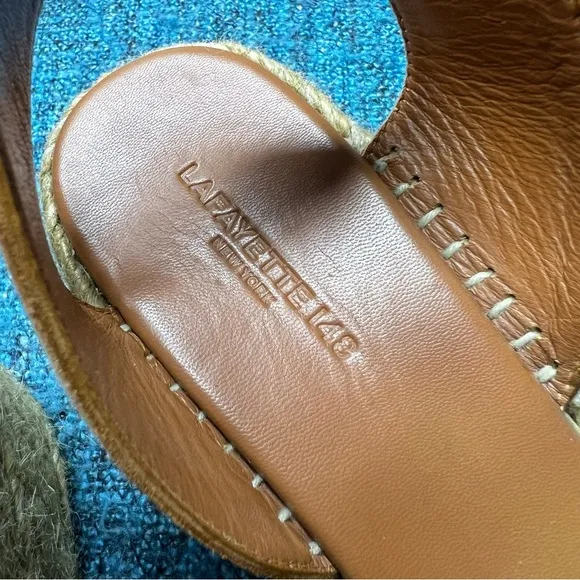 Lafayette 148 New York Margot Suede Leather Espadrille Wedge Sandals in Brown