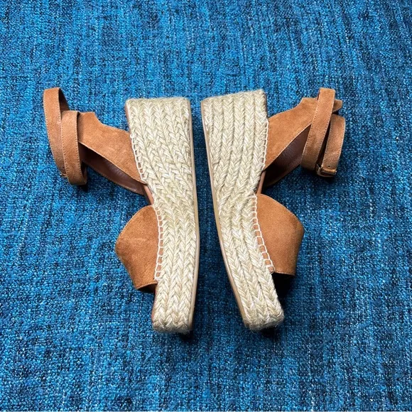 Lafayette 148 New York Margot Suede Leather Espadrille Wedge Sandals in Brown