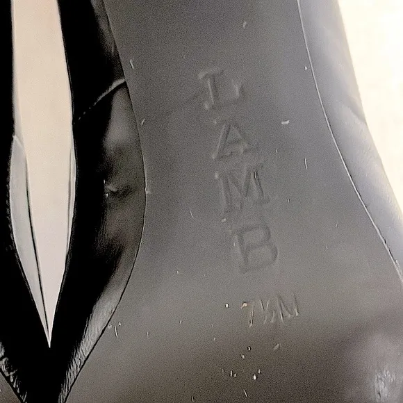L.A.M.B. WOMEN'S CLASSIC SILVER &amp; BLACK BETHEL LEATHER PUMPS US WOMEN'S SIZE 7.5