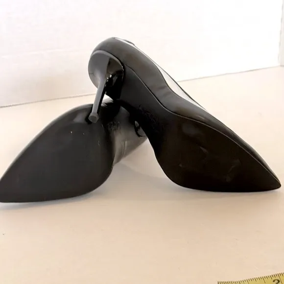L.A.M.B. WOMEN'S CLASSIC SILVER &amp; BLACK BETHEL LEATHER PUMPS US WOMEN'S SIZE 7.5