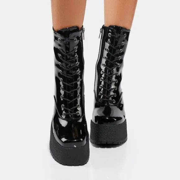 Lamoda SOMETHING IN THE AIR Patent  Platform Boots ( BRAND NEW !!!! )