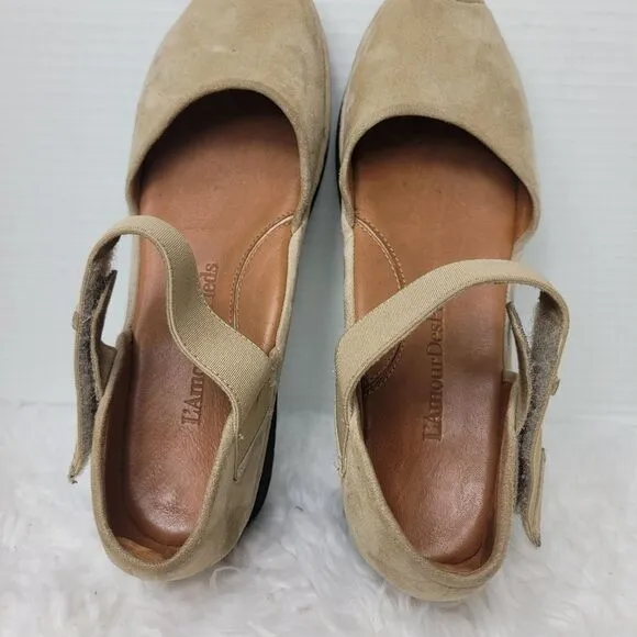 L'Amour Des Pieds Amadour Womens Size 8 M Platform Sandals,Taupe Suede