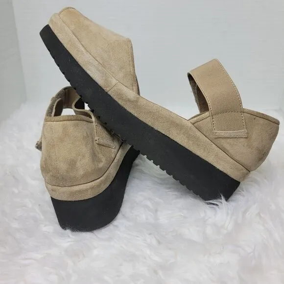 L'Amour Des Pieds Amadour Womens Size 8 M Platform Sandals,Taupe Suede