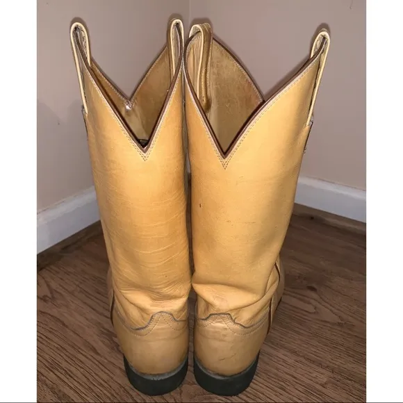 Laredo Laramie Blonde Leather Wedge Heel Boots 8.5