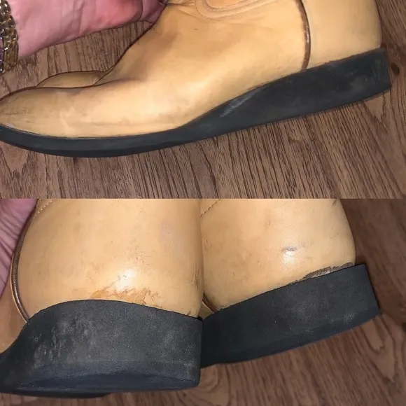 Laredo Laramie Blonde Leather Wedge Heel Boots 8.5