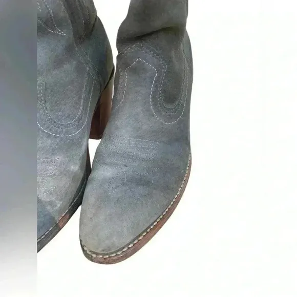 Laredo women’s suede heel gray with mustard yellow inlays accent sz 7 vintage