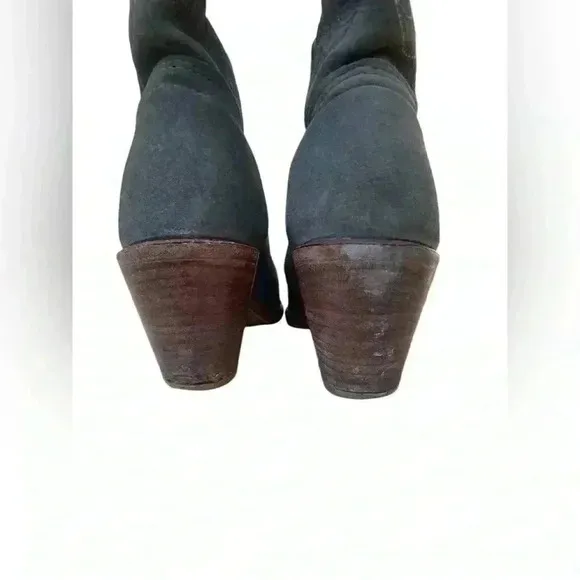 Laredo women’s suede heel gray with mustard yellow inlays accent sz 7 vintage